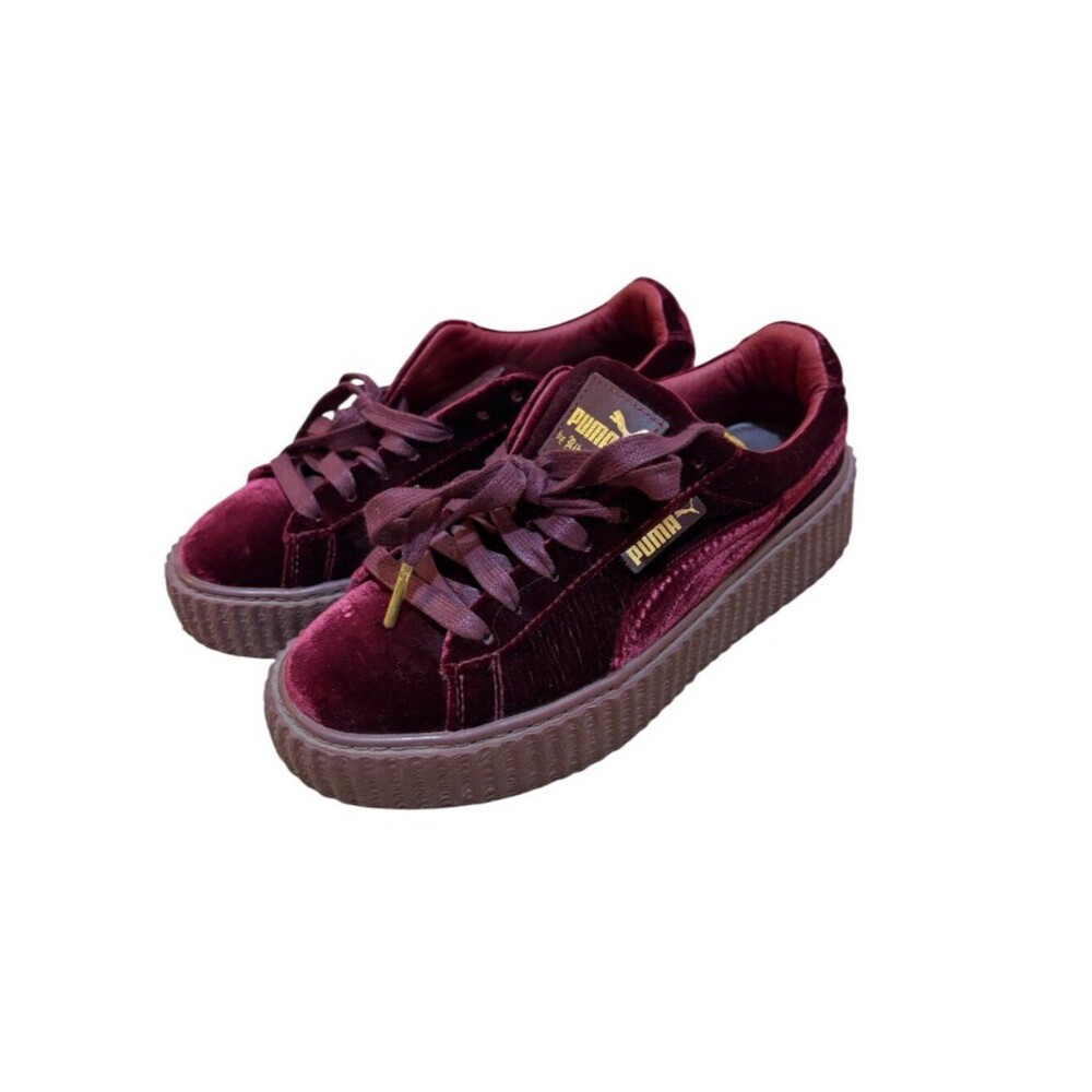 Puma x Fenty Size 6 Rihanna Burgundy Red Velvet Creeper Platform Sneakers